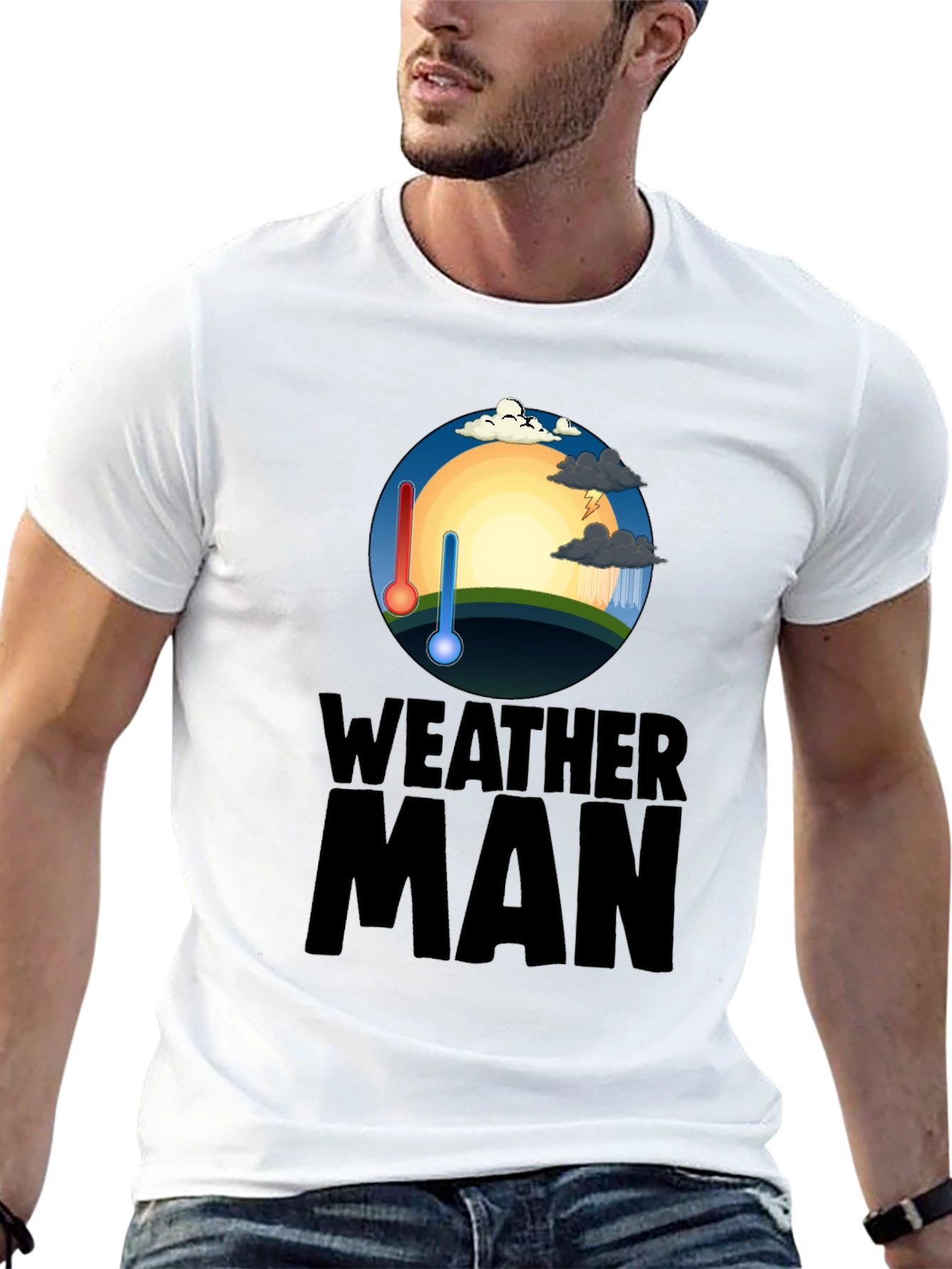 Camiseta Hombre Negra Weather Man - Divertida y Única