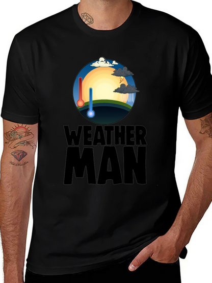 Camiseta Hombre Negra Weather Man - Divertida y Única