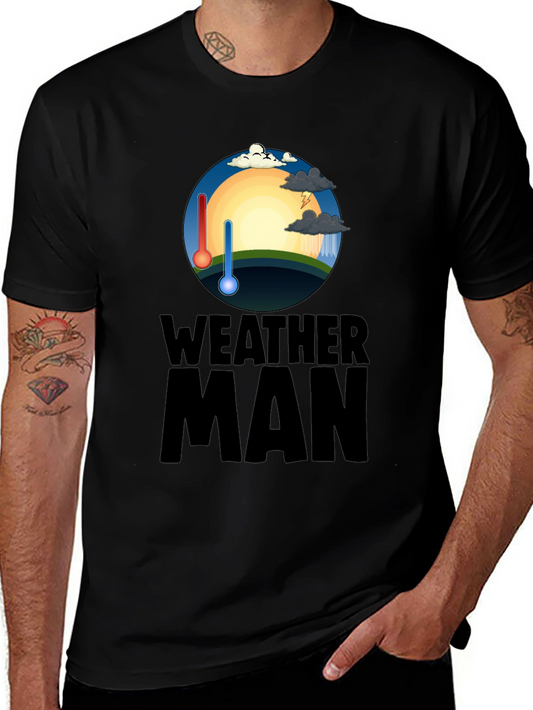 Camiseta Hombre Negra Weather Man - Divertida y Única