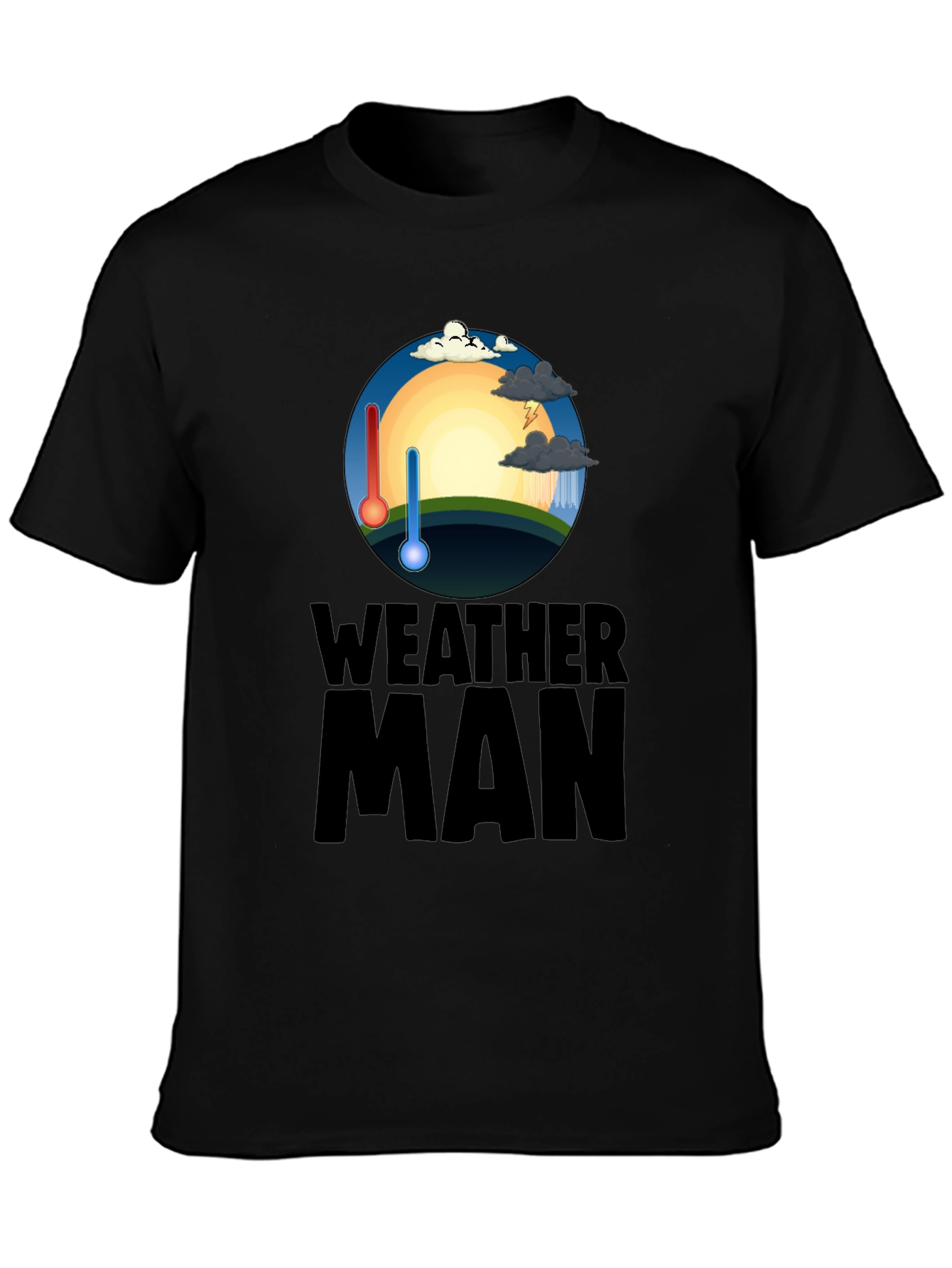 Camiseta Hombre Negra Weather Man - Divertida y Única