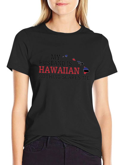Camiseta Negra: Mi Marido es Hawaiano