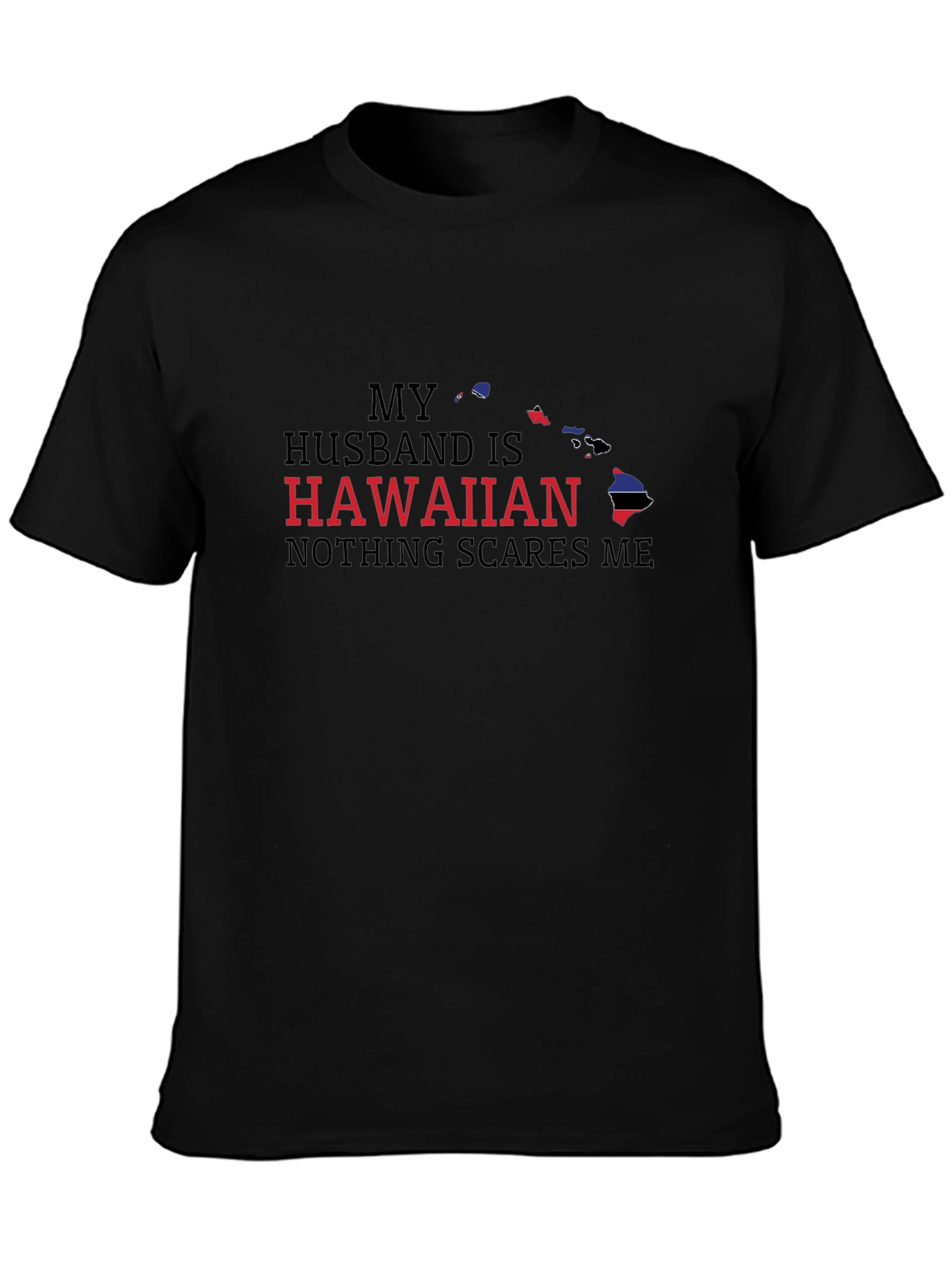 Camiseta Negra: Mi Marido es Hawaiano