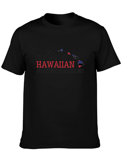 Camiseta Negra: Mi Marido es Hawaiano