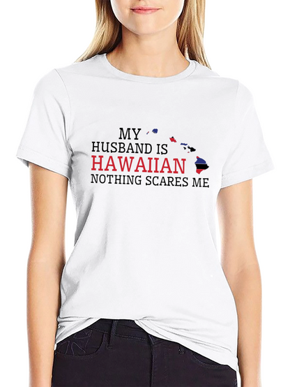 Camiseta Negra: Mi Marido es Hawaiano