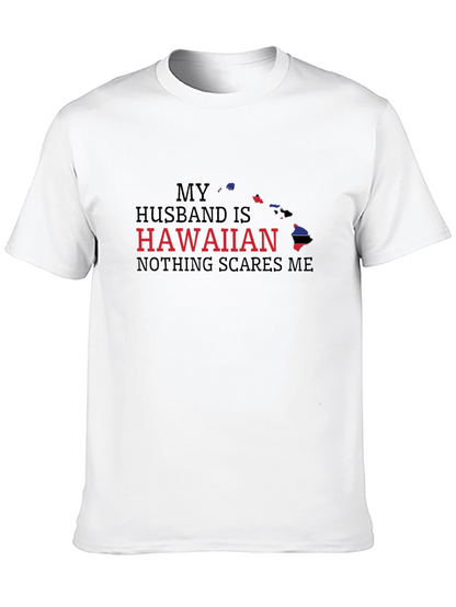 Camiseta Negra: Mi Marido es Hawaiano