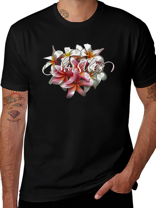 Camiseta Negra Floral Hustler Casual para Hombre