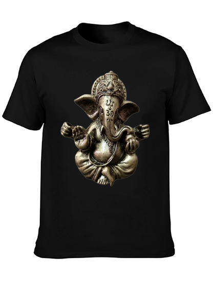 Camiseta Negra con Diseño de Ganesha en 3D