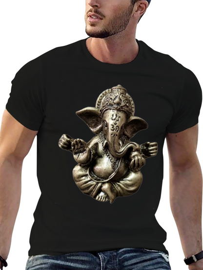 Camiseta Negra con Diseño de Ganesha en 3D