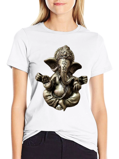 Camiseta Negra con Diseño de Ganesha en 3D