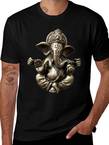 Camiseta Negra con Diseño de Ganesha en 3D