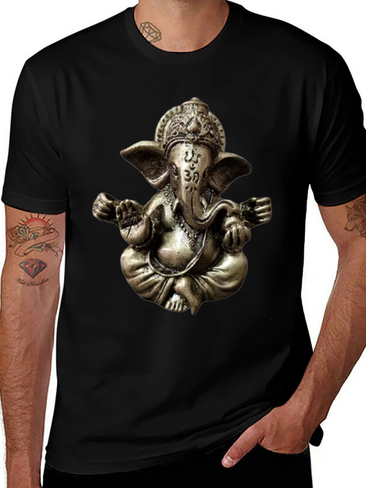 Camiseta Negra con Diseño de Ganesha en 3D