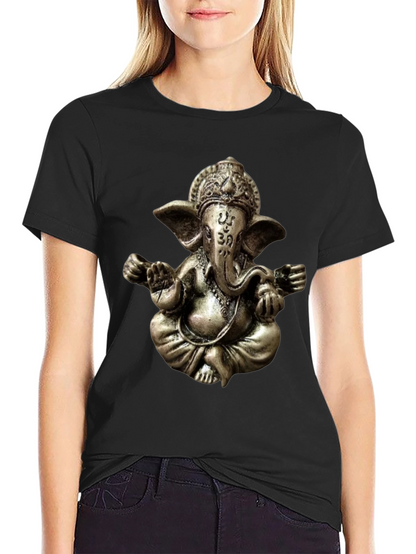 Camiseta Negra con Diseño de Ganesha en 3D