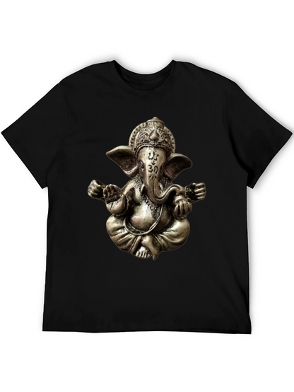 Camiseta Negra con Diseño de Ganesha en 3D