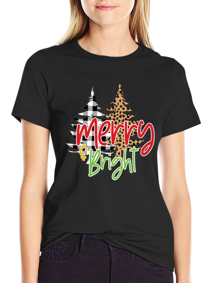 Camiseta Negra Navideña Merry & Bright