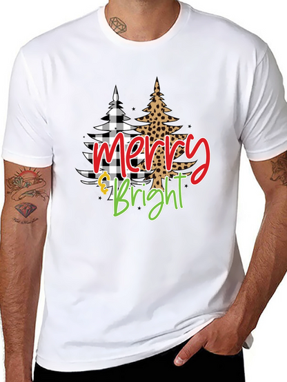 Camiseta Negra Navideña Merry & Bright