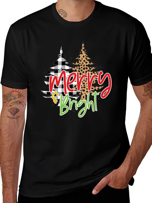 Camiseta Negra Navideña Merry & Bright