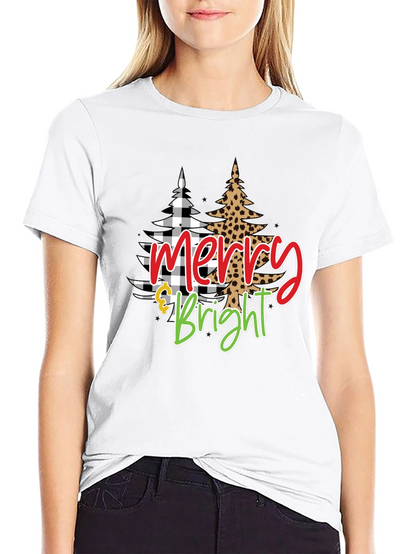 Camiseta Negra Navideña Merry & Bright
