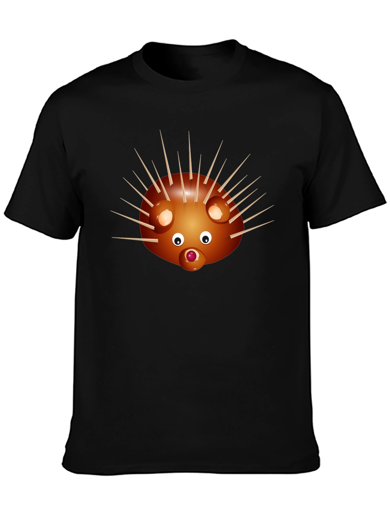 Camiseta Negra con Diseño de Erizo Divertido
