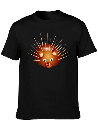 Camiseta Negra con Diseño de Erizo Divertido