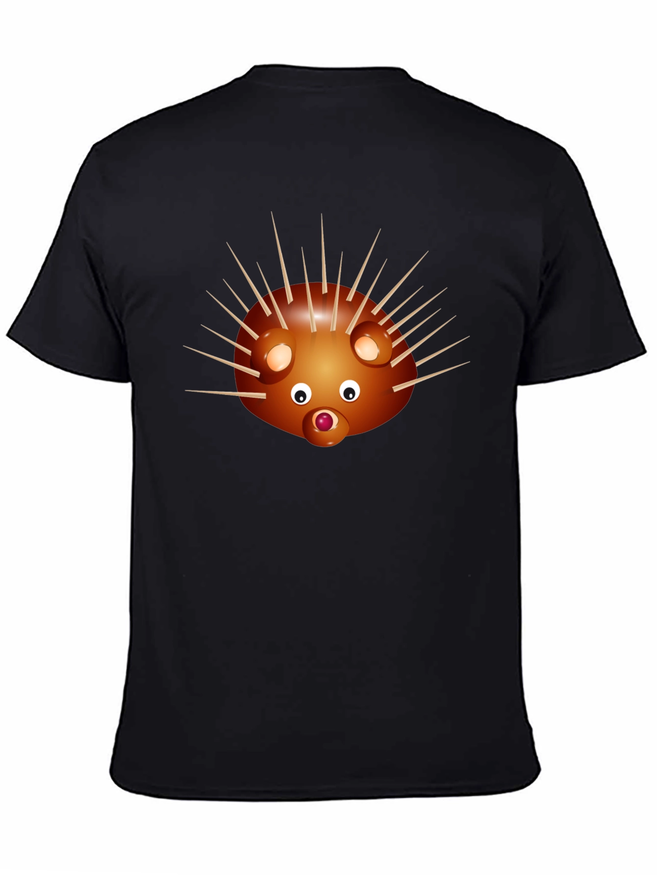 Camiseta Negra con Diseño de Erizo Divertido