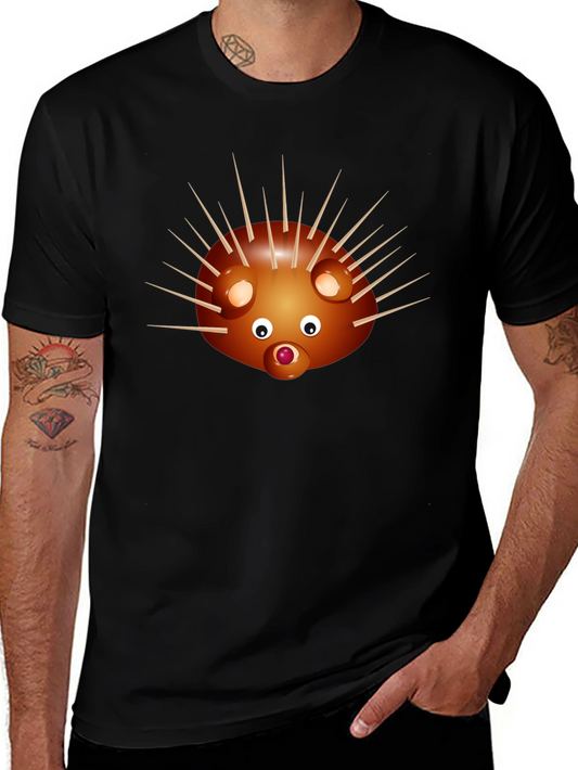 Camiseta Negra con Diseño de Erizo Divertido