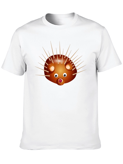 Camiseta Negra con Diseño de Erizo Divertido