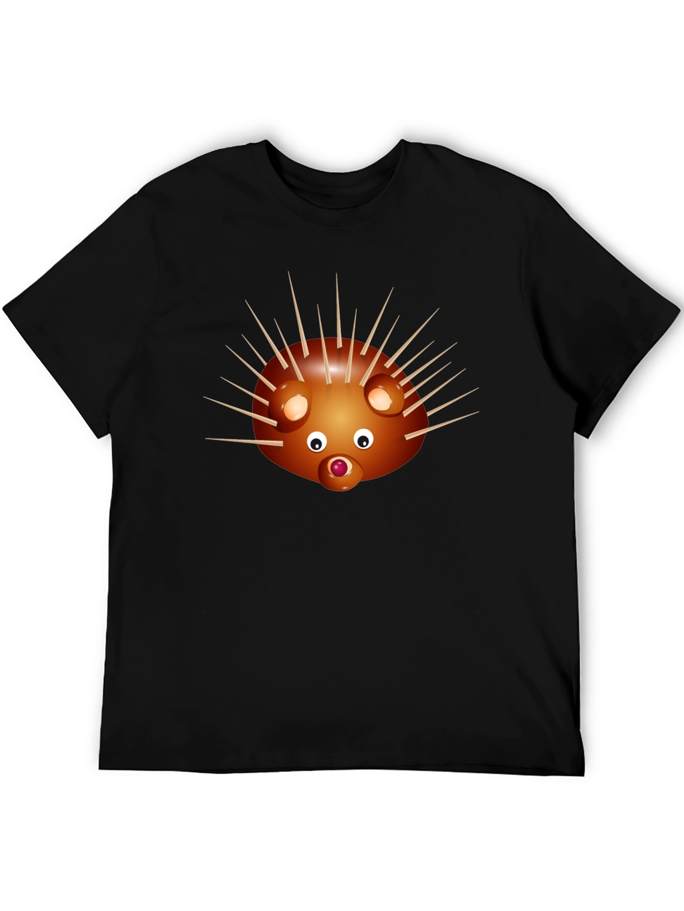 Camiseta Negra con Diseño de Erizo Divertido
