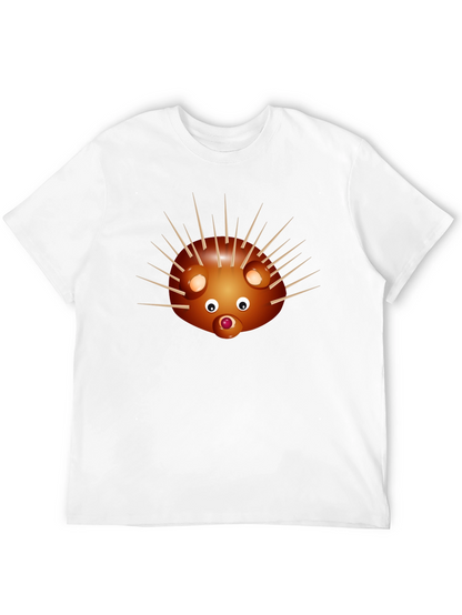 Camiseta Negra con Diseño de Erizo Divertido