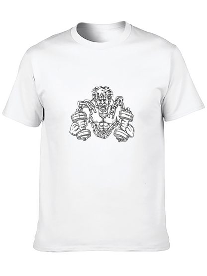 Camiseta Negra con Diseño de Hombre Musculoso y Pesas