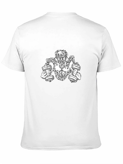 Camiseta Negra con Diseño de Hombre Musculoso y Pesas