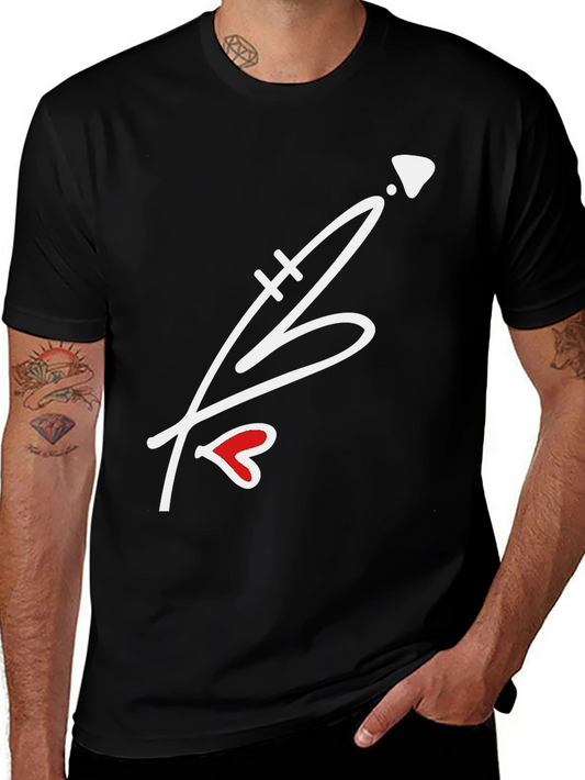 Camiseta Negra con Diseño de Flecha y Corazón