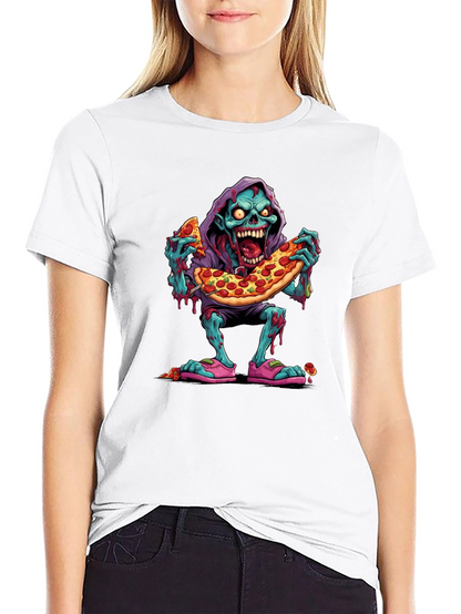 Camiseta Negra: Zombie Amante de la Pizza