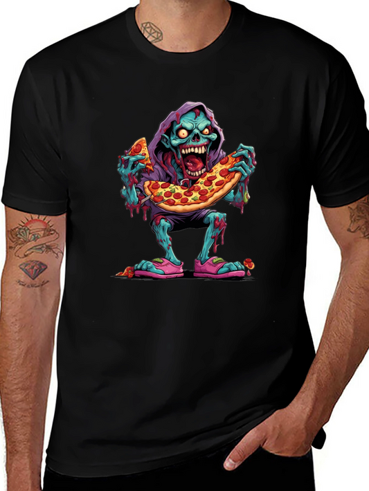 Camiseta Negra: Zombie Amante de la Pizza