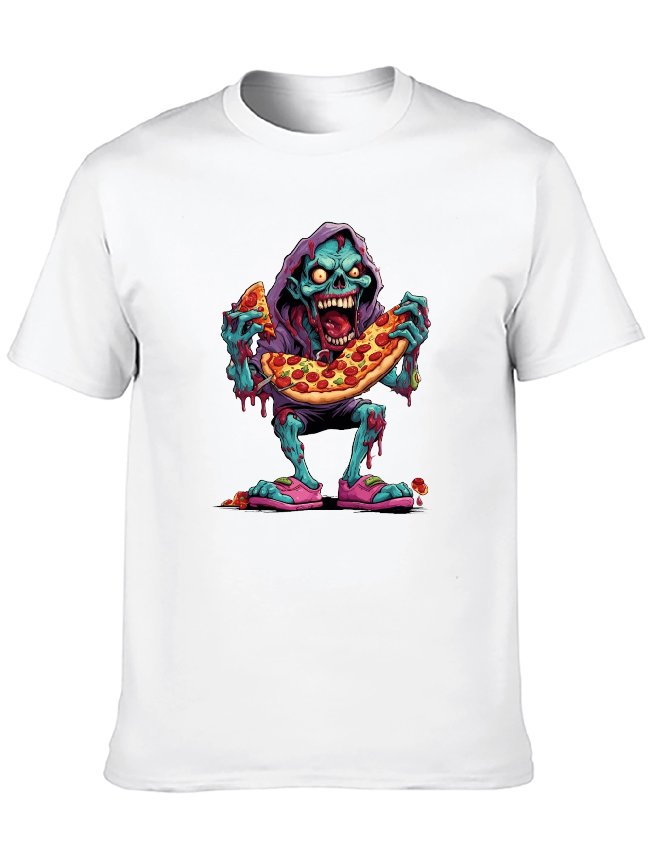 Camiseta Negra: Zombie Amante de la Pizza