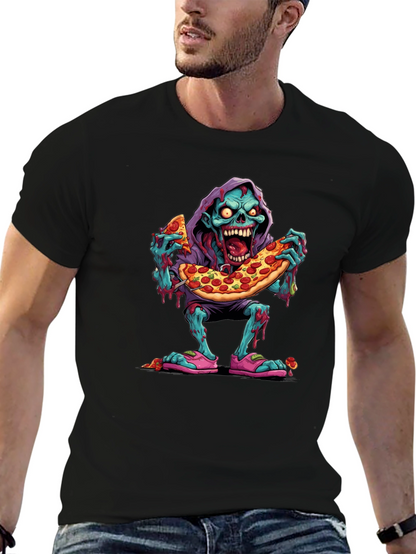 Camiseta Negra: Zombie Amante de la Pizza