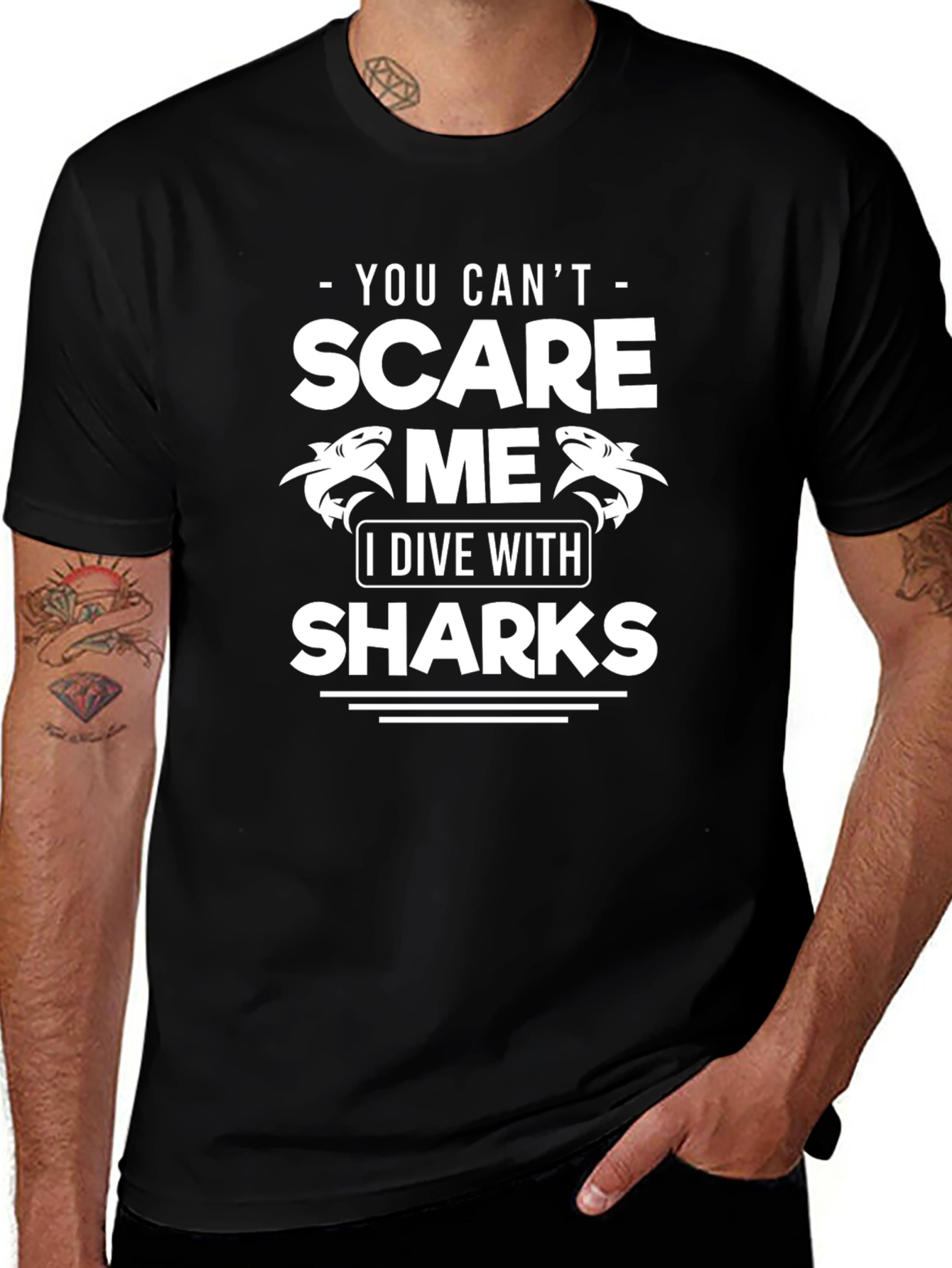 Camiseta Divertida Buceo Tiburones - No Me Asustan