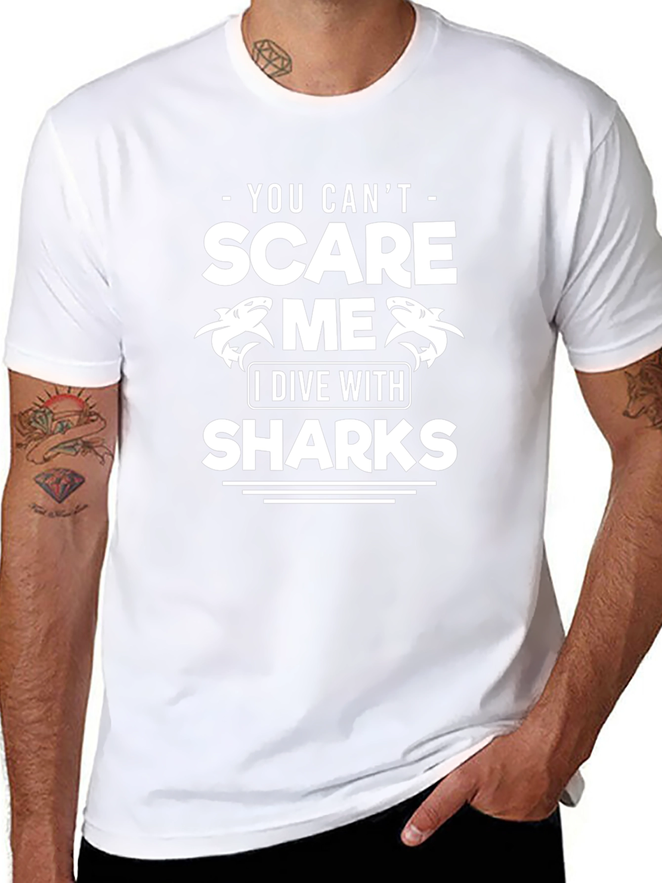 Camiseta Divertida Buceo Tiburones - No Me Asustan