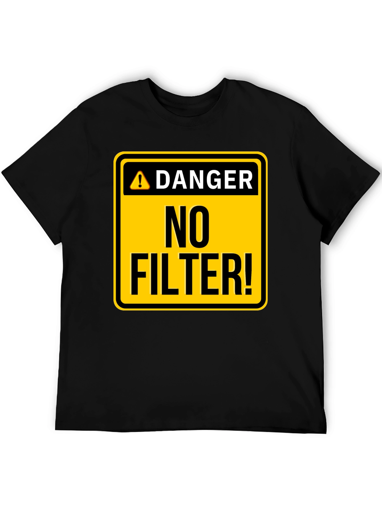 Camiseta Hombre Negra - ¡Peligro: Sin Filtro!