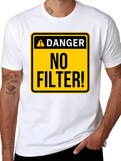 Camiseta Hombre Negra - ¡Peligro: Sin Filtro!