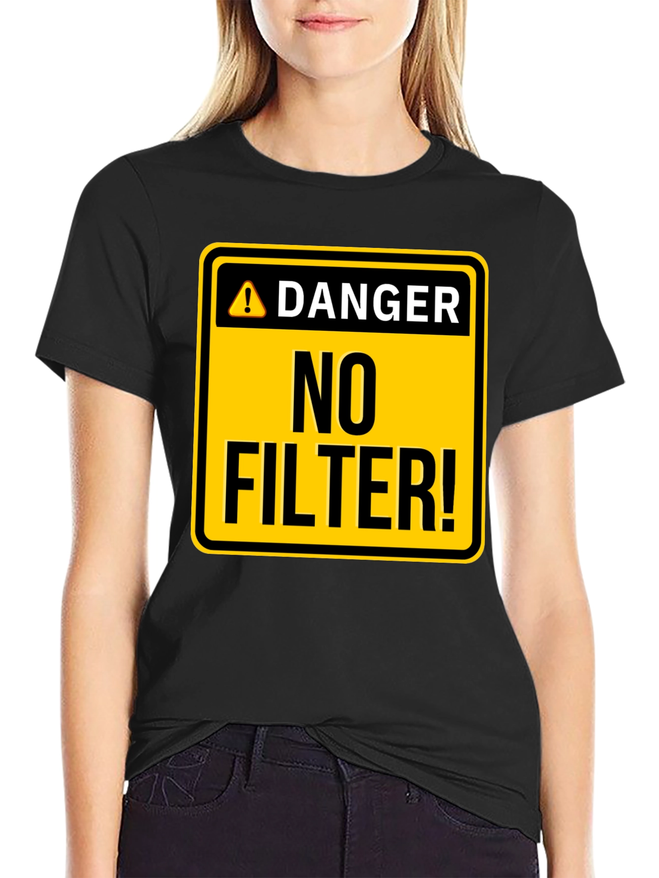Camiseta Hombre Negra - ¡Peligro: Sin Filtro!