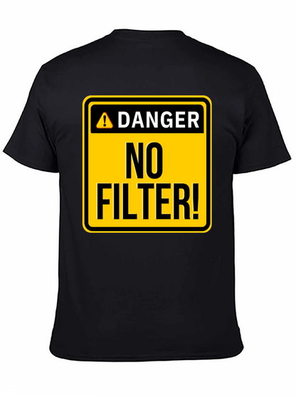 Camiseta Hombre Negra - ¡Peligro: Sin Filtro!