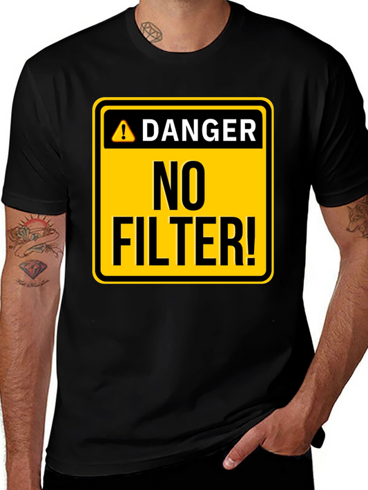 Camiseta Hombre Negra - ¡Peligro: Sin Filtro!
