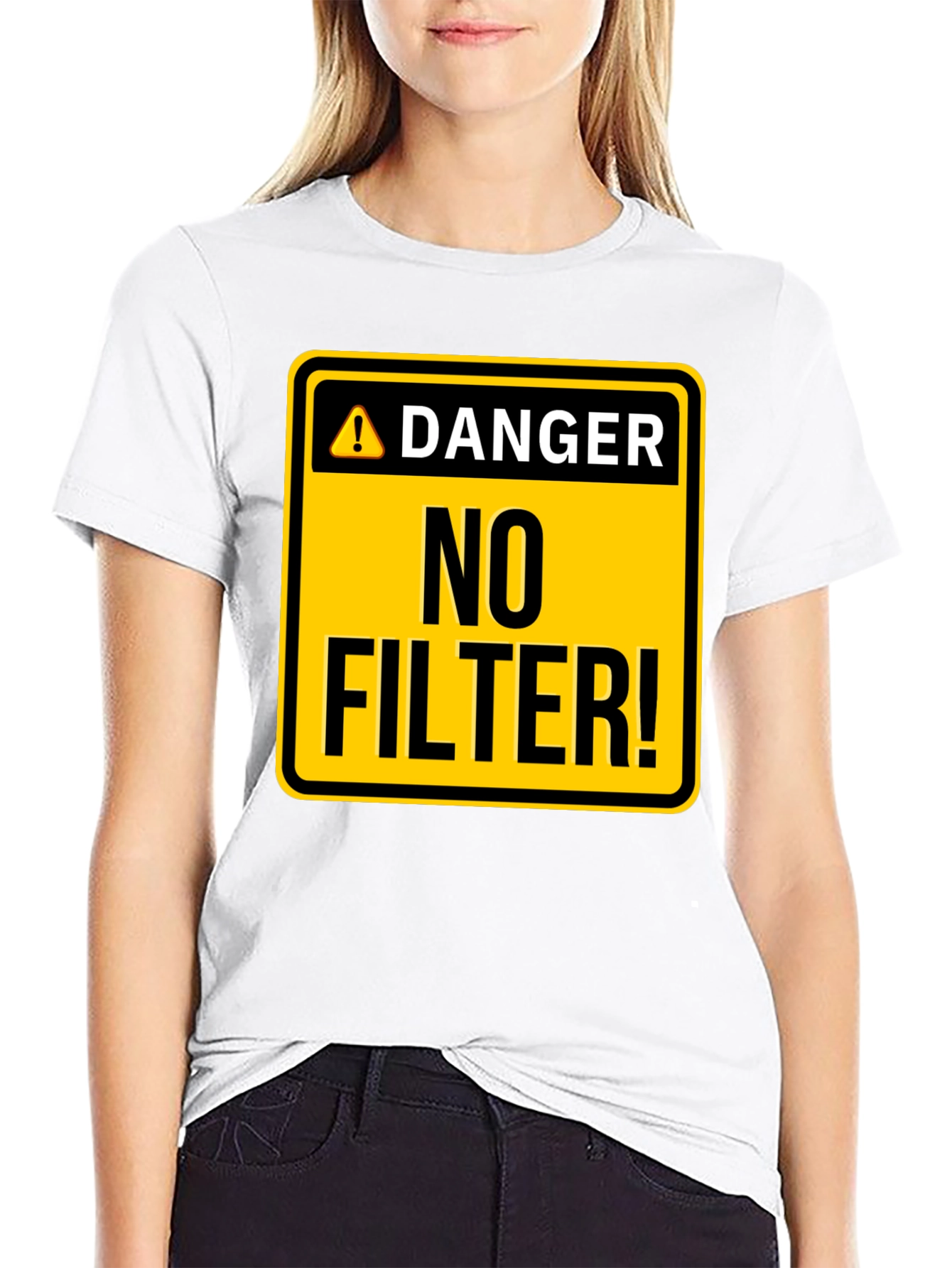 Camiseta Hombre Negra - ¡Peligro: Sin Filtro!