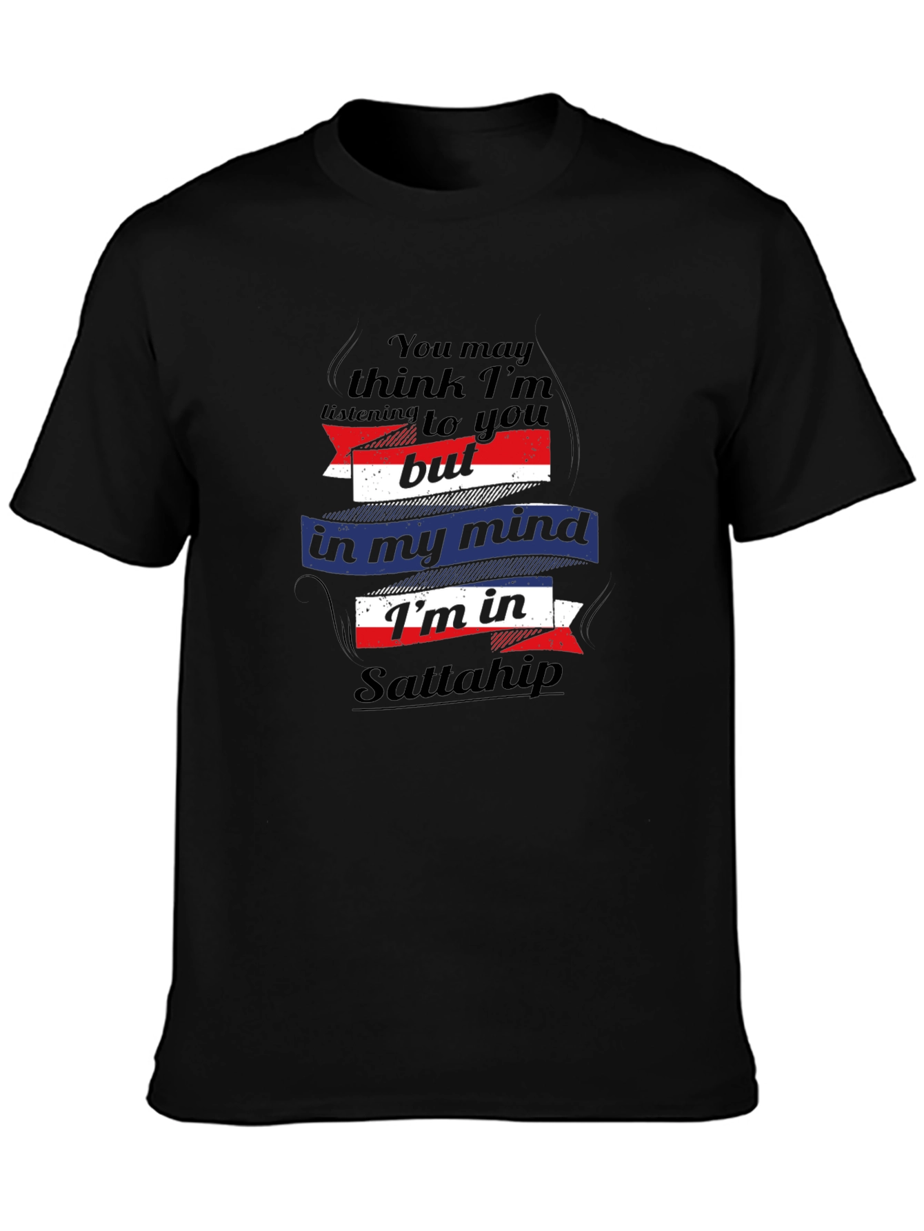 Camiseta Hombre Negra Sattahip Divertida