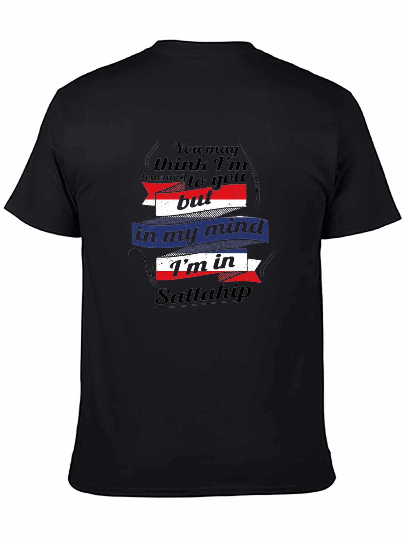 Camiseta Hombre Negra Sattahip Divertida