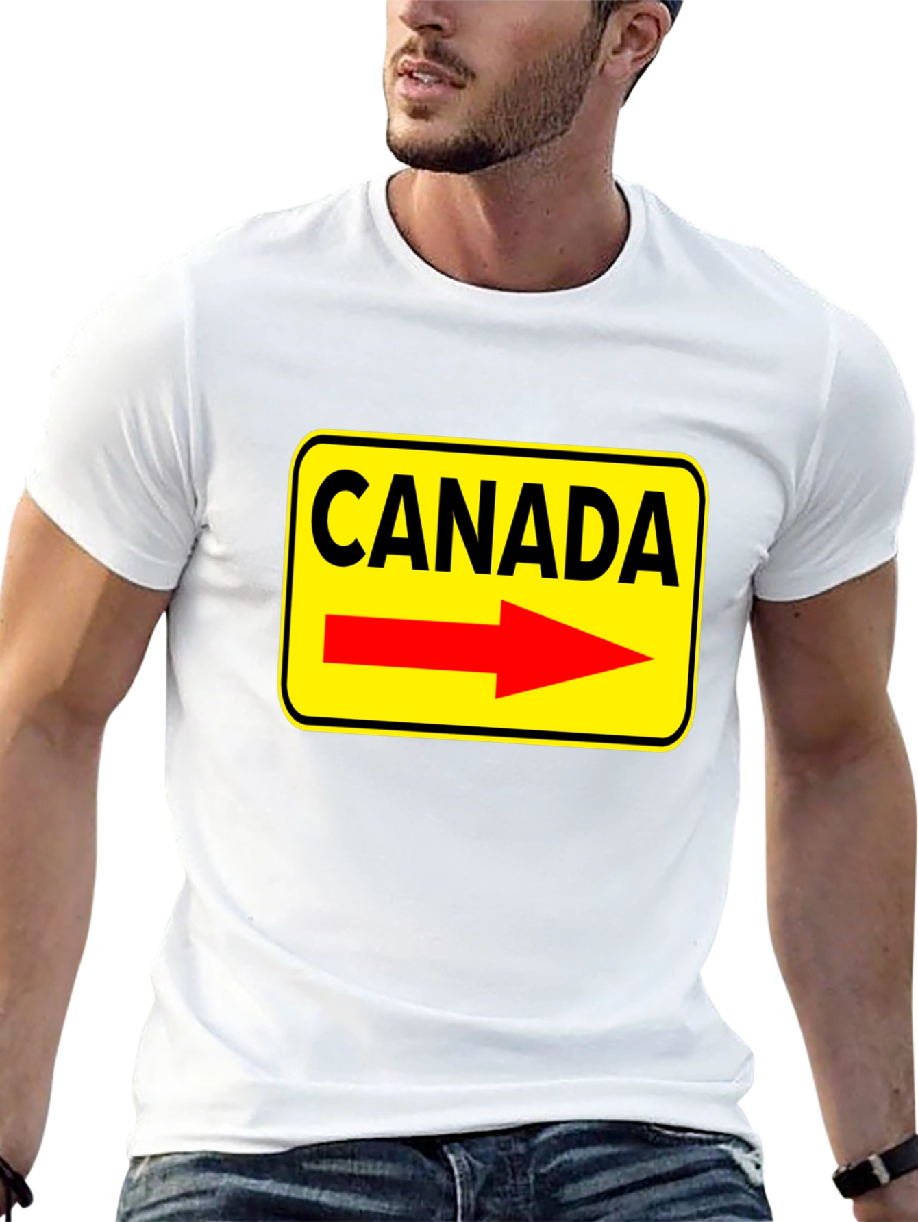 Camiseta Negra Canada Señal de Tráfico Flecha Roja