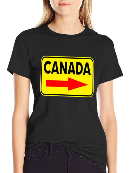 Camiseta Negra Canada Señal de Tráfico Flecha Roja
