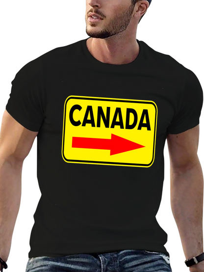 Camiseta Negra Canada Señal de Tráfico Flecha Roja