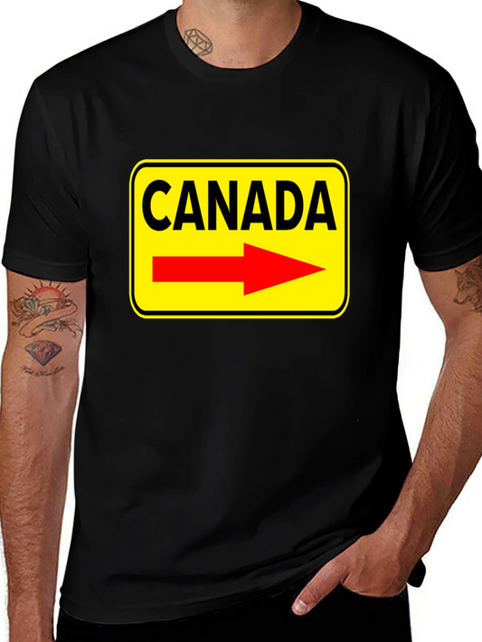 Camiseta Negra Canada Señal de Tráfico Flecha Roja
