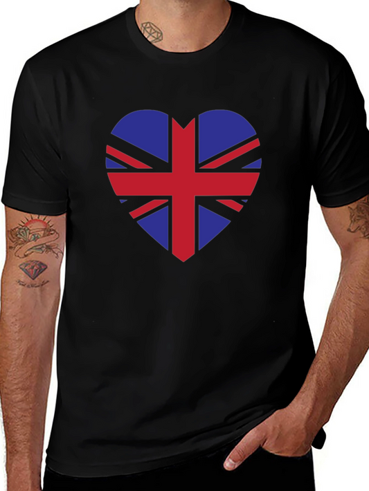 Camiseta Negra con Corazón Bandera Británica